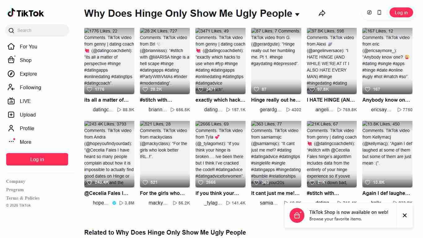 Why Does Hinge Only Show Me Ugly People TikTok